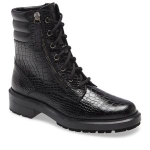 AQUATALIA Laila Water Resistant bootie COMBAT BOOT BLACK LEATHER SIZE 12 New